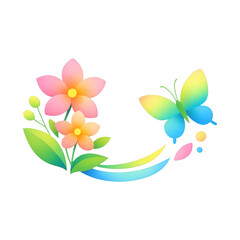 Naklejka premium PNG Colorful floral butterfly design.