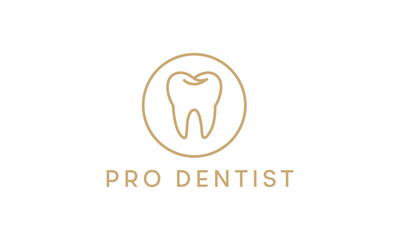 Obraz premium Pro dentist logo - elegant outline tooth in circle for dental clinic
