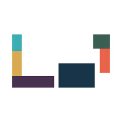 Colorful Geometric Shapes on White Background.