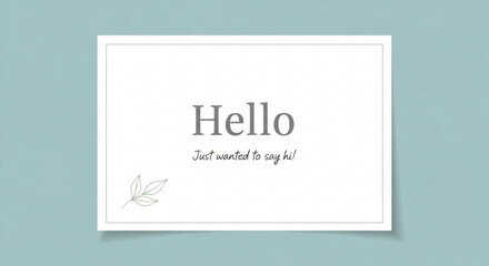 Greeting card with 'hello' message on light blue background © Muhammad