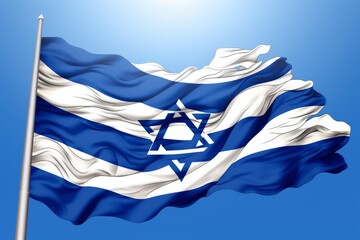 Fototapeta premium Israel national flag with star of david flying proudly representing country identity and patriotism