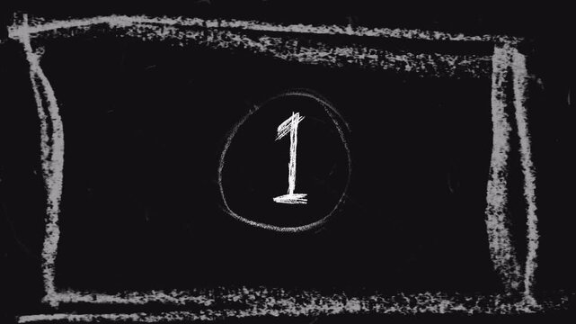 Countdown from 4 to 1 on a Chalkboard with a Hand-Drawn Frame.