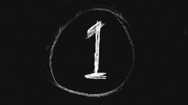 Hand-drawn numbers and symbols in a circle, isolated on white and black backgrounds.