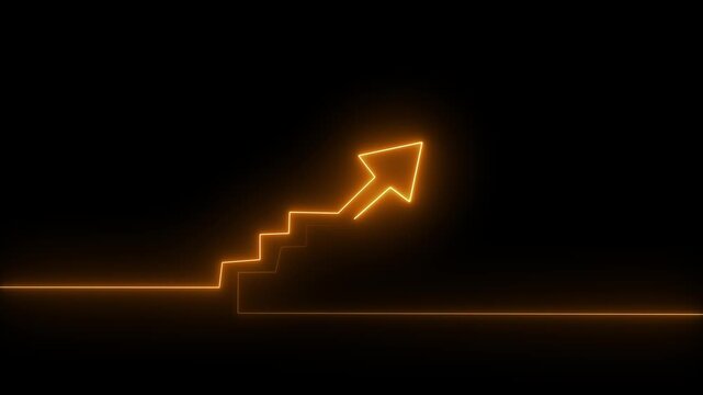 Neon black right arrow pointer icon. 4k neon arrow video on a black background. Neon arrow sign. Set of orange neon arrows on white background.4k video.