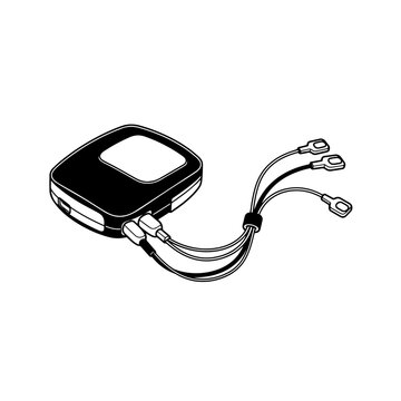 Implantable Cardioverter Defibrillator ICD Black and White Medical Vector