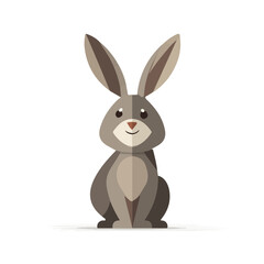 Fototapeta premium Flat 2D vector illustration of Rabbit, simple icon style on a clean white background.