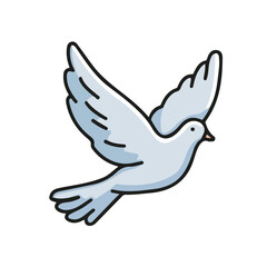 Obraz premium Dove in a clean 2D flat vector icon style, minimal and simple, set on a plain white background.