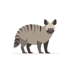Obraz premium Flat 2D vector illustration of Aardwolf, simple icon style on a clean white background.
