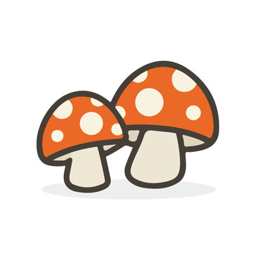 2D flat vector illustration of Stuffed Mushrooms, clean and minimal icon style, isolated on white background.