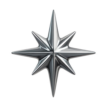 PNG Metallic star compass design