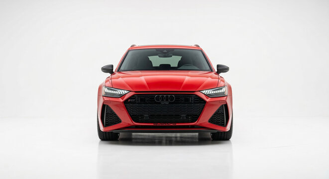 Front View of a Red Audi RS6 against a white background
