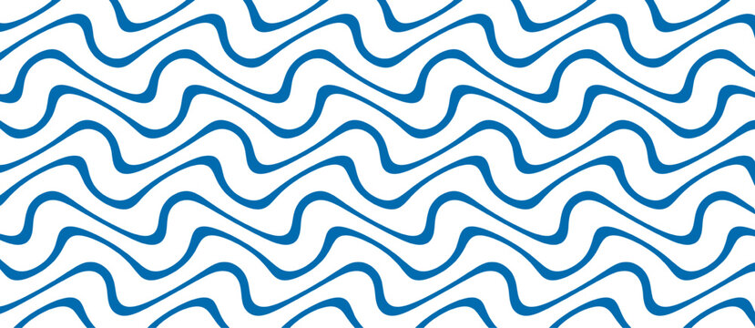 Abstract blue wavy lines pattern isolated on transparent background png, modern geometric wave element inspired by ocean water suitable for digital graphics, posters and branding