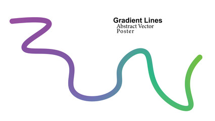 A colorful gradient lines abstract vector poster with a purple green and blue wavy line on a white background for modern design and art