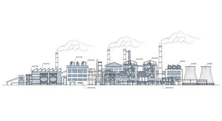 Obraz premium Industrial Factory with Smokestacks and Buildings.