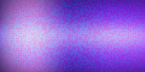 Purple abstract pixel texture bg video screen. Tv pattern background with square noise effect. Futuristic broadcast neon gradient banner for television. Modern vhs led static display element © sholeh