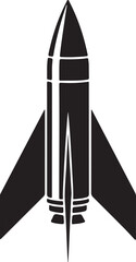 Fototapeta premium Minimalist black and white of a rocket with fins and a pointed nose cone space 1
