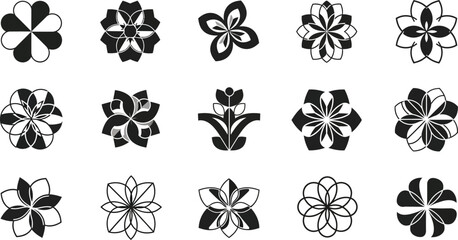 Black and white floral flowers shapes 1 © hr graphics