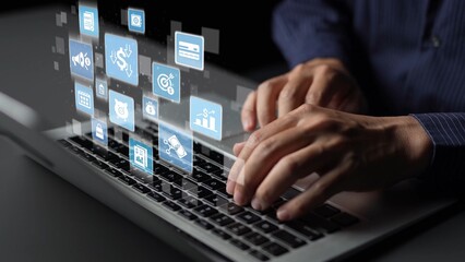 Modern budgeting and financial management icons showing finance, savings, tax, and planning. Budget...