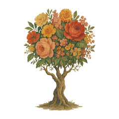 Naklejka premium PNG Colorful floral tree illustration