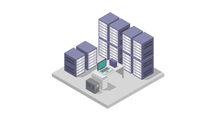 Modern Data Center Server Storage Facility.