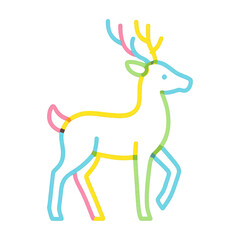 Obraz premium PNG Colorful neon deer illustration
