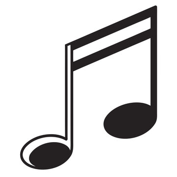 Black and white illustration of musical note, symbol for rhythm and melody in music, representation of sound and harmony, graphic element for performance
