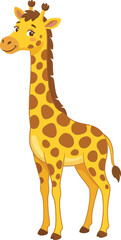 Obraz premium Cute cartoon giraffe standing smiling isolated vector illustration for kids 