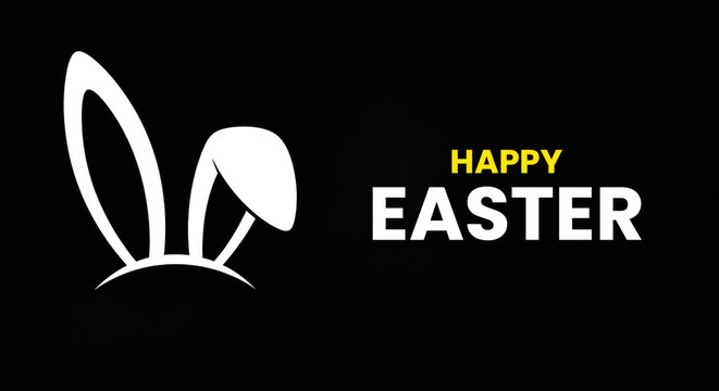 Easter bunny greeting card with happy easter text
