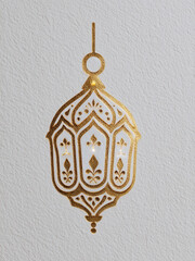 Golden Lantern of Ramadan: A beautifully crafted golden lantern glows softly, its intricate designs and warm light reflecting the spirit of Ramadan. 