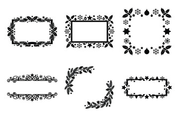 Obraz premium set of christmas border frame icon elements collection.