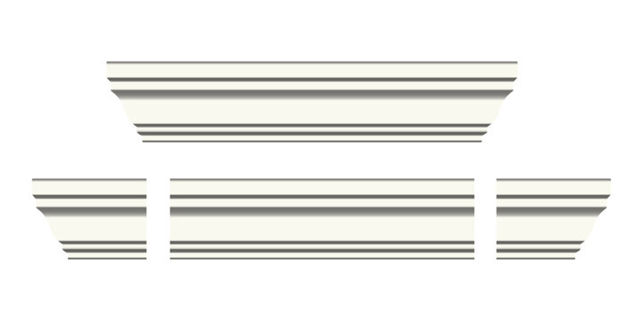 Molding baseboard cornice trim for wall ceiling interior decoration classic architectural profile decorative home decor construction off white element isolated on transparent background png