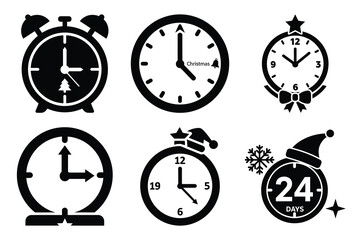 Fototapeta premium set of christmas countdown clock icon elements collection.