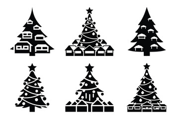 Obraz premium set of christmas market tree icon elements collection.