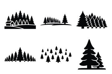 Obraz premium set of christmas tree farm icon elements collection.