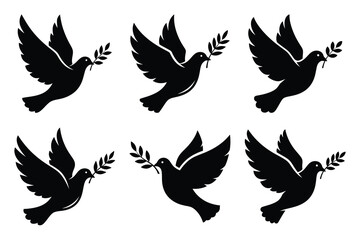 Fototapeta premium set of dove with olive icon elements collection.