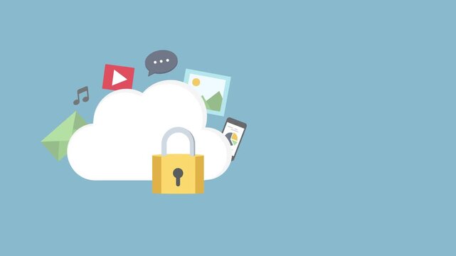 Cloud Security with Digital Icons and Padlock data