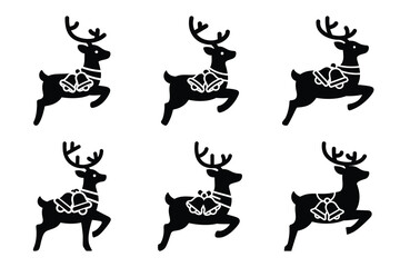 set of reindeer with bells icon elements collection. © Bhabas