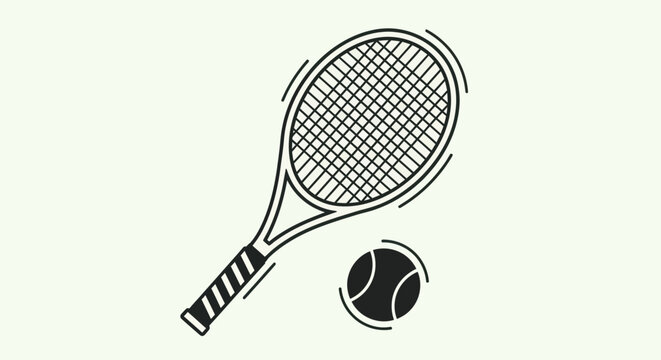 Tennis Racket and Ball Illustration Design.