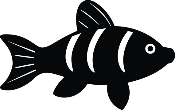 clown pleco silhouette vector art illustration, black and white design
