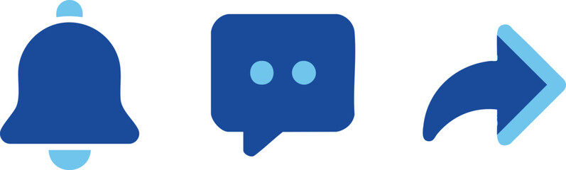 Set of 3 notification icons vector, blue
