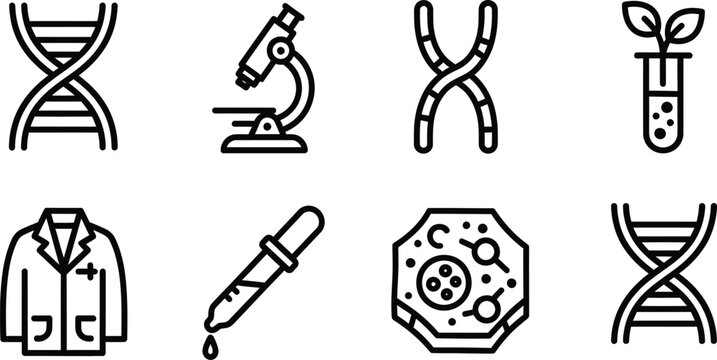 Science icon bundle laboratory and biology symbols