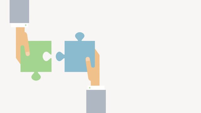 Two Hands Connecting Green And Blue Puzzle Pieces jigsaw