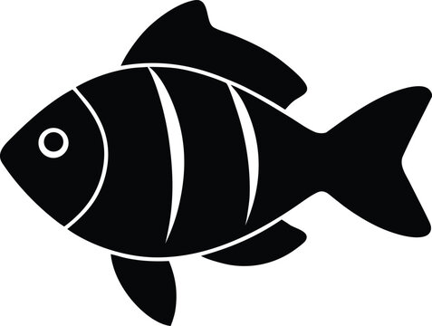 damselfish silhouette vector art illustration, black and white design
