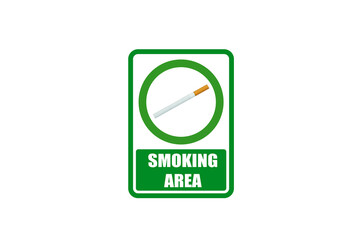 Obraz premium Smoking Area Sign with Cigarette Symbol Isolated on White Background