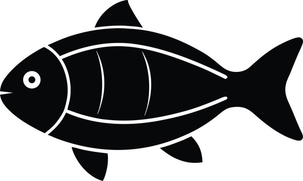 drum fish silhouette vector art illustration, black and white design