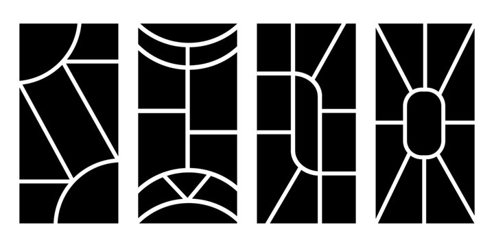 Image collage layout template set. Black mosaic mood board grid collection. 6 picture composition arrangement. Photo album or memory wall idea for banner, poster, mockup, flyer, brochure. Vector