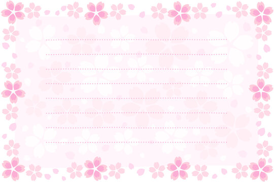 桜の花びらが舞う大人可愛いピンクの便箋背景レターセット
