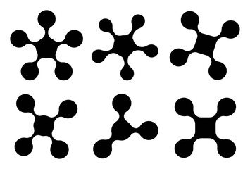 Fototapeta premium Abstract Black and White Molecular Shapes on White Background