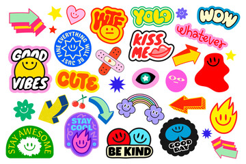 Obraz premium Colorful retro sticker collection vector