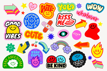 Obraz premium Colorful retro sticker collection vector